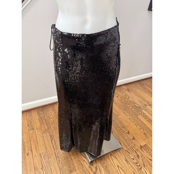 KHAITE Levine Sequin High Waisted Midi Skirt Black Size 2 - Picture 4 of 7